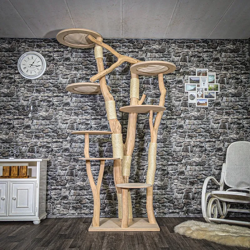 Naturkratzbaum 3658 Kratzbaum Natur Holz Design 230 cm hoch Katzenbaum