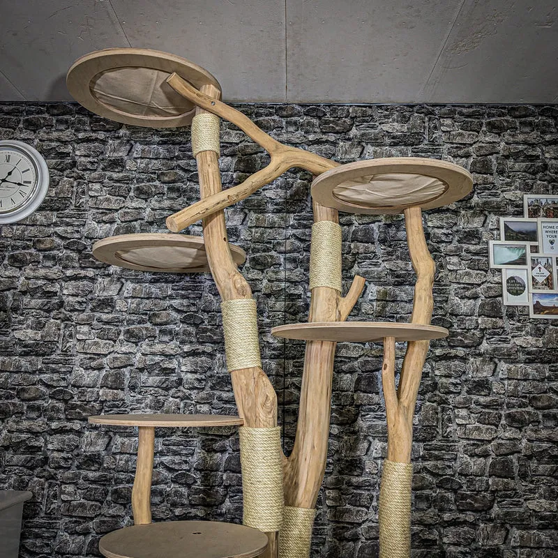 Naturkratzbaum 3658 Kratzbaum Natur Holz Design 230 cm hoch Katzenbaum