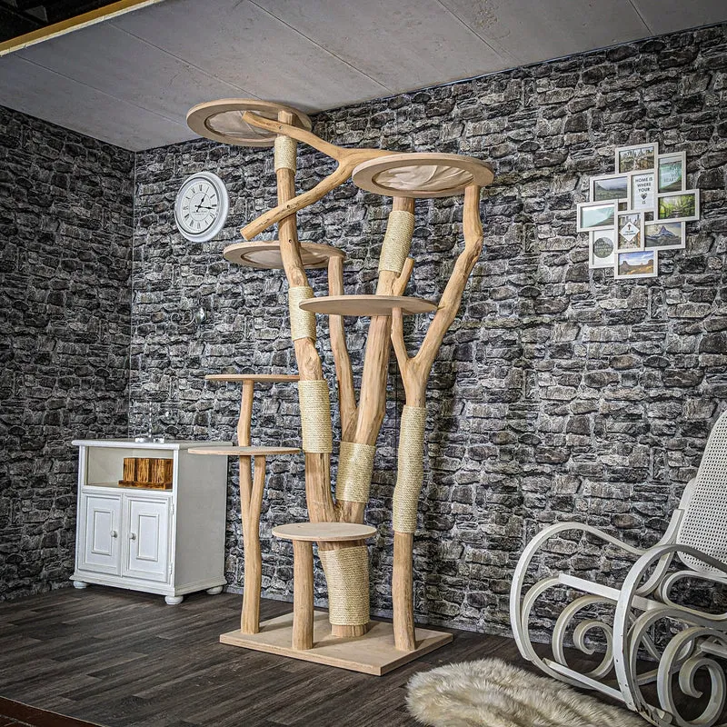 Naturkratzbaum 3658 Kratzbaum Natur Holz Design 230 cm hoch Katzenbaum