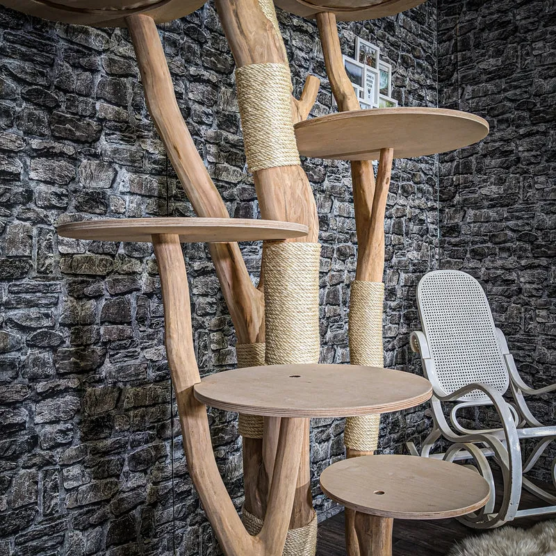 Naturkratzbaum 3658 Kratzbaum Natur Holz Design 230 cm hoch Katzenbaum