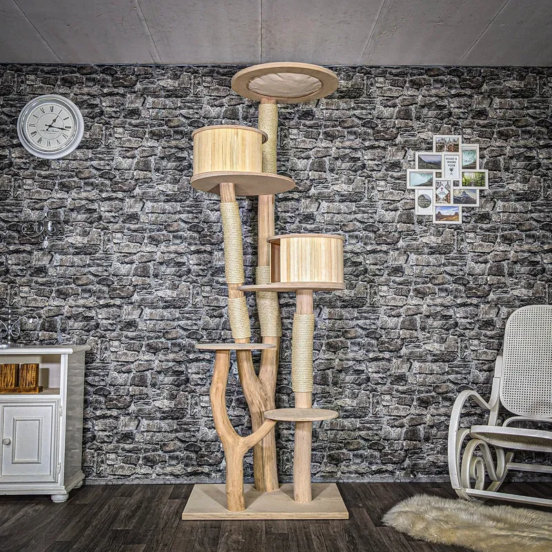 Naturkratzbaum 3657 Kratzbaum Natur Holz Design 220 cm hoch Katzenbaum