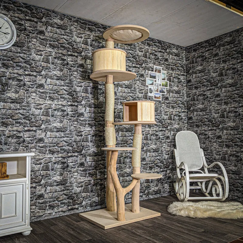 Naturkratzbaum 3657 Kratzbaum Natur Holz Design 220 cm hoch Katzenbaum