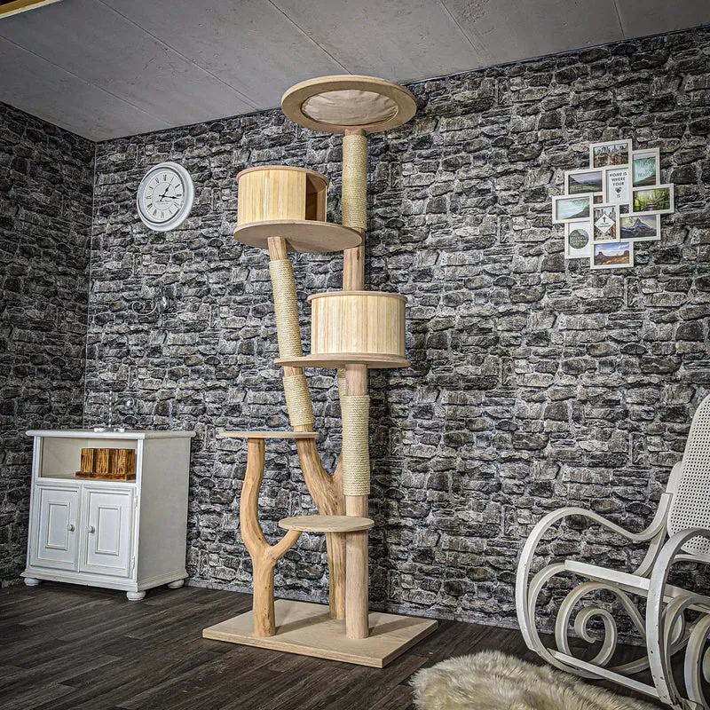 Naturkratzbaum 3657 Kratzbaum Natur Holz Design 220 cm hoch Katzenbaum