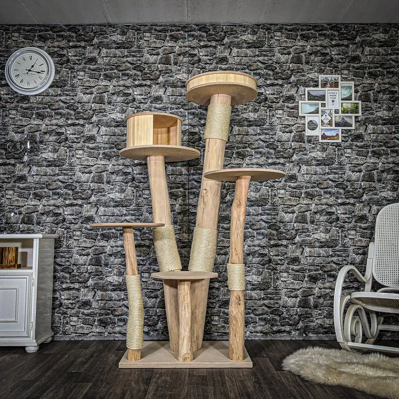 Naturkratzbaum 3655 Kratzbaum Natur Holz Design 180 cm hoch Katzenbaum