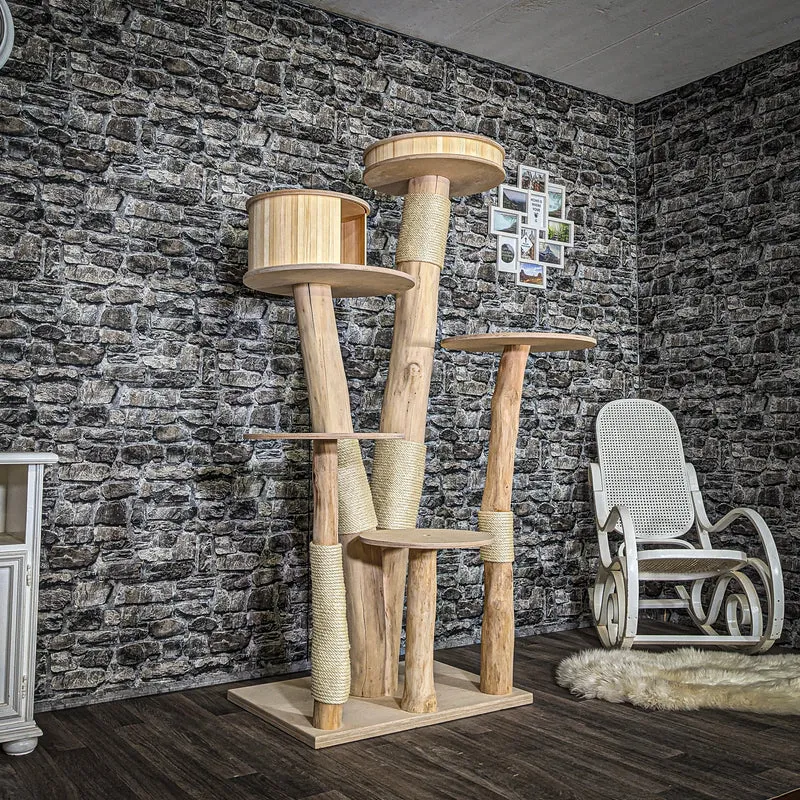 Naturkratzbaum 3655 Kratzbaum Natur Holz Design 180 cm hoch Katzenbaum