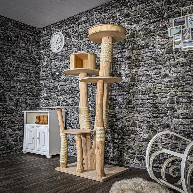 Naturkratzbaum 3655 Kratzbaum Natur Holz Design 180 cm hoch Katzenbaum