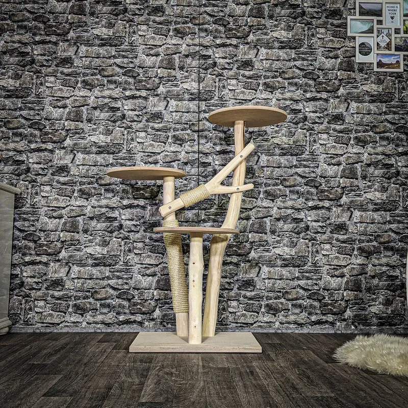 Naturkratzbaum 3648 Kratzbaum Natur Holz Design 113 cm hoch Katzenbaum