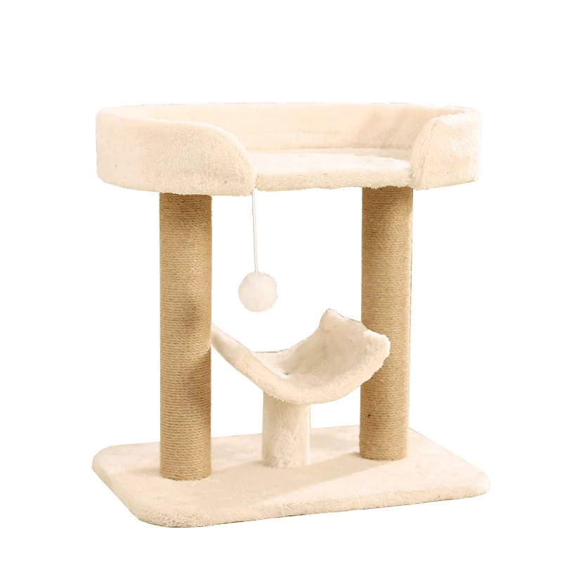 Kratzbaum groß, Katzenbaum mit Zwei Katzenbetten und Sisal-Katzenkratzbaum, Katzenliegeplatz & hängendem Plüschball