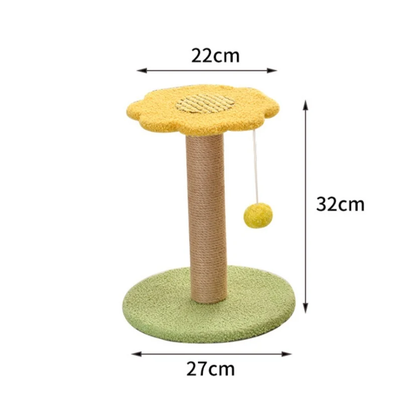 Katzen Kratzbaum klein, Blütenförmiger Katzenkratzpfeiler für kleine Katzen und Kätzchen, in leuchtenden Farben (Gelb, Lila, Orange)