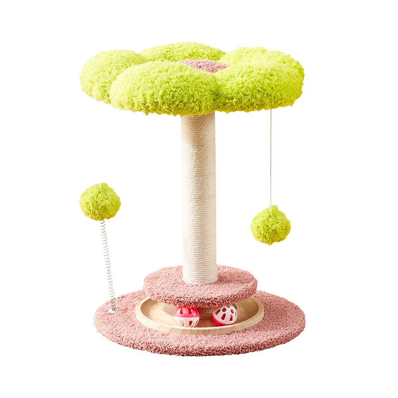 Moderner Kratzbaum, Blume Design Katzenbett für Katzen, Flanell & Baumwolle Katzenkratzsäule, Ideal für Spiel und Entspannung