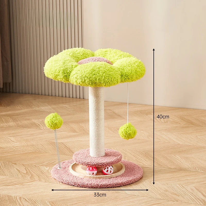 Moderner Kratzbaum, Blume Design Katzenbett für Katzen, Flanell & Baumwolle Katzenkratzsäule, Ideal für Spiel und Entspannung