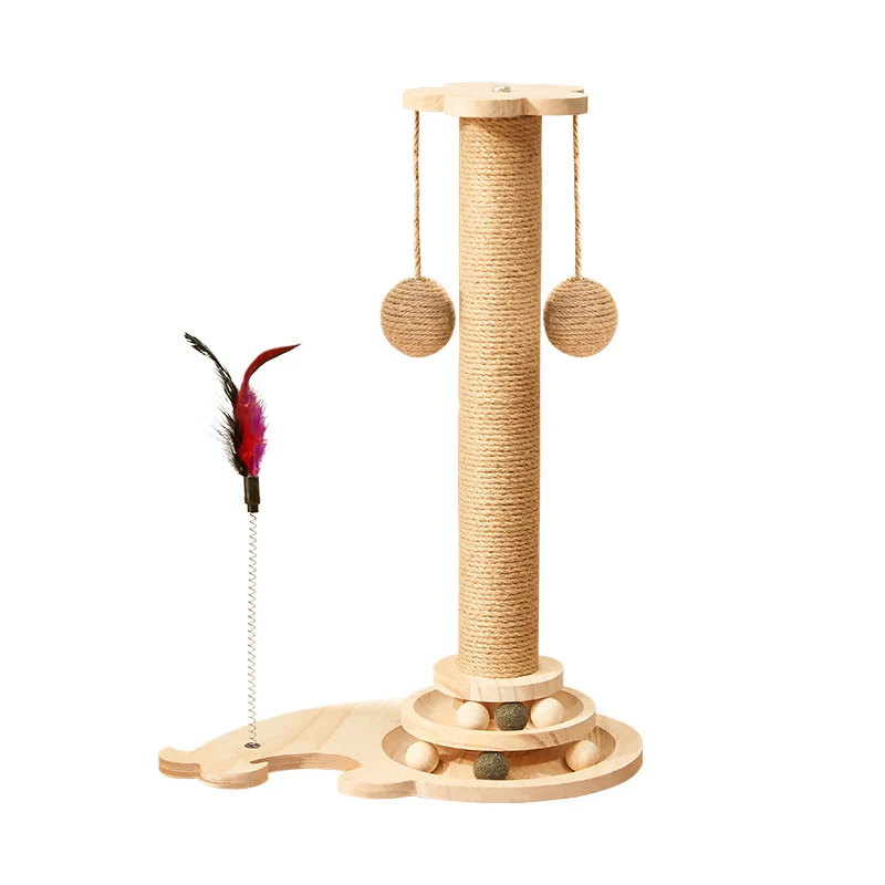Kratzbaum Stabil, Katzenbaum für Vielseitigen Spielspaß mit Sisal & Spielzeug, Cat-Drehteller für glückliche Katzen