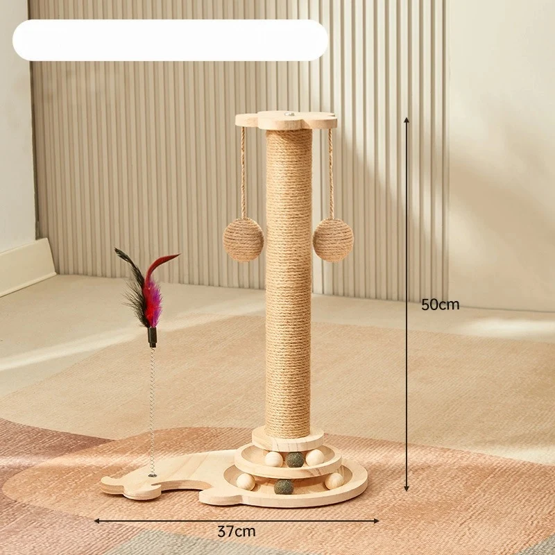 Kratzbaum Stabil, Katzenbaum für Vielseitigen Spielspaß mit Sisal & Spielzeug, Cat-Drehteller für glückliche Katzen