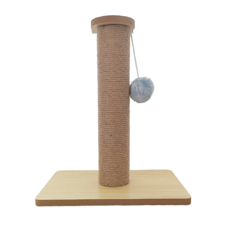 Holz Kratzbaum für Katzen, Stabiler Sisal Kratzbaum mit Lustiger Plüschball, Steht stabil – Ideal für Ihre Katze