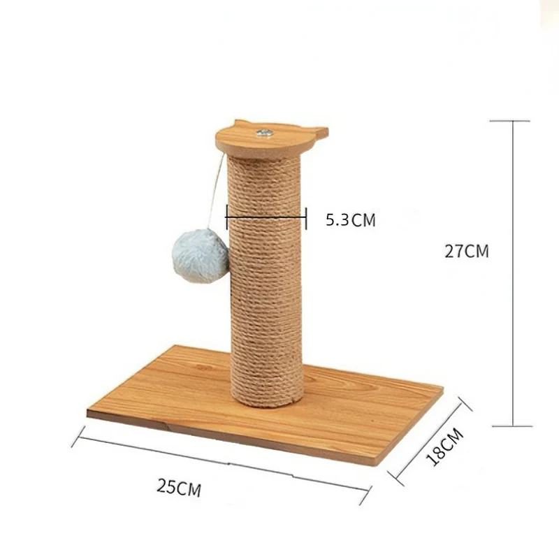 Holz Kratzbaum für Katzen, Stabiler Sisal Kratzbaum mit Lustiger Plüschball, Steht stabil – Ideal für Ihre Katze