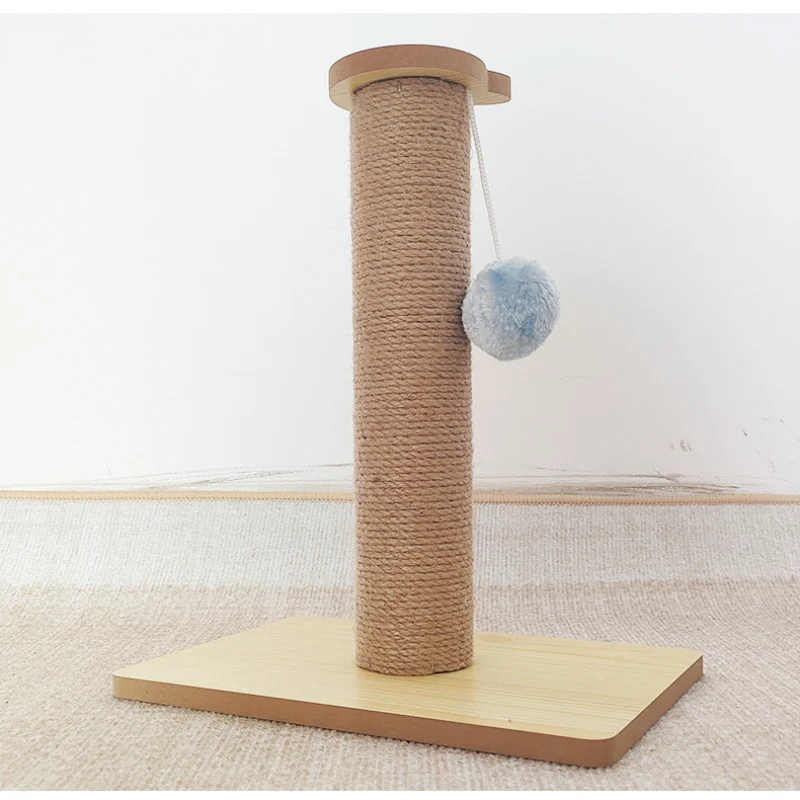 Holz Kratzbaum für Katzen, Stabiler Sisal Kratzbaum mit Lustiger Plüschball, Steht stabil – Ideal für Ihre Katze