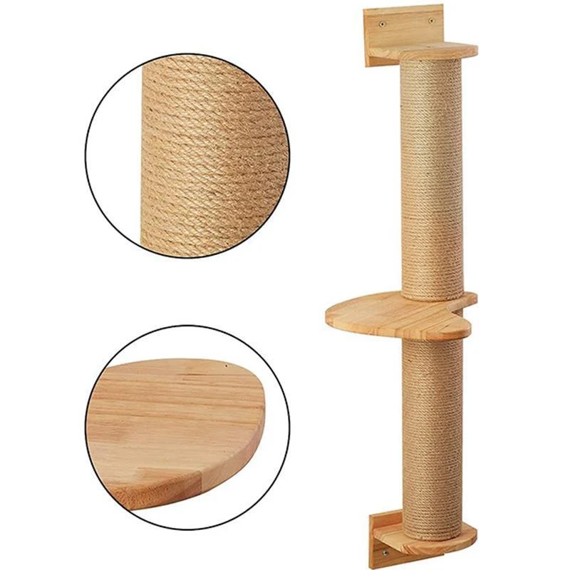 Pawsometime Kratzbaum Wand, Katzenkratzsäule mit Katzenjumping-Plattform, Strapazierfähiger Juteseil