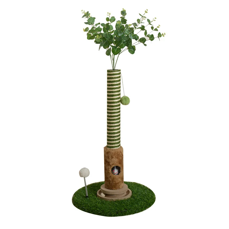 Katzen Kratzbaum im Pflanzen-Design, Hochwertiges Material, Mit Spielzeug, Frisches Deko-Highlight, Für Aktive Katzen