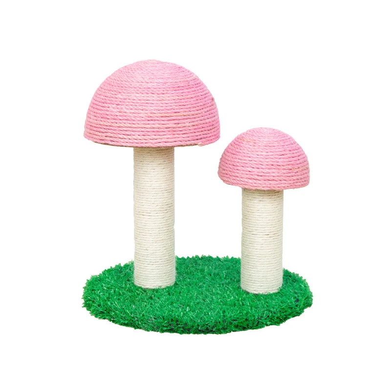 Pawsometime Kratzbaum Kitten, Doppelte Pilz-Kratzsäule mit Dickem Sisal, Bequem und Strapazierfähig, Rosa
