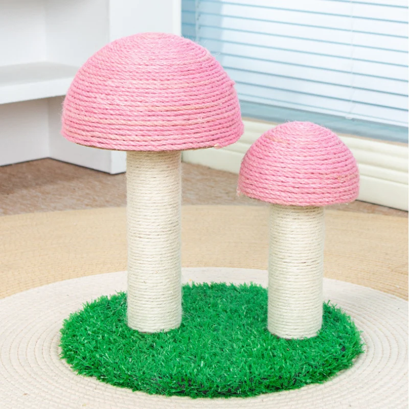 Pawsometime Kratzbaum Kitten, Doppelte Pilz-Kratzsäule mit Dickem Sisal, Bequem und Strapazierfähig, Rosa