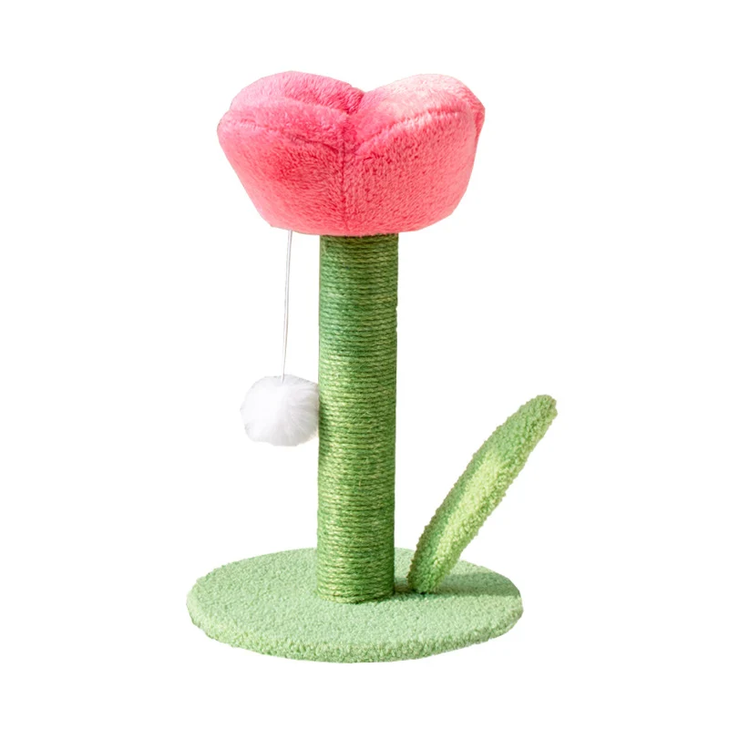 Kratzbaum Blume, Tulpenform Katzenspielzeug, Sisalsäule Mit Plüschball, Für Wohnungskatzen