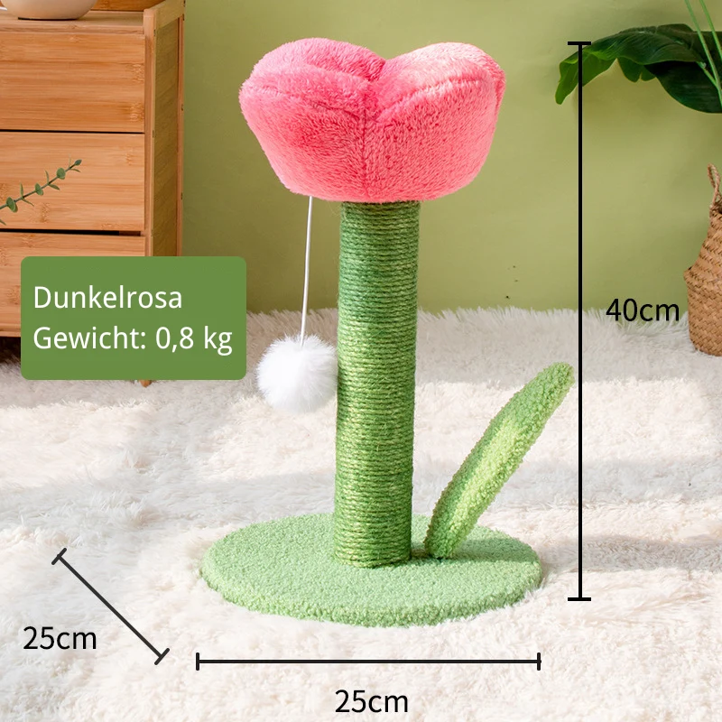 Kratzbaum Blume, Tulpenform Katzenspielzeug, Sisalsäule Mit Plüschball, Für Wohnungskatzen