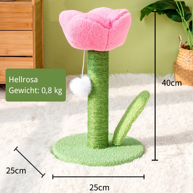 Kratzbaum Blume, Tulpenform Katzenspielzeug, Sisalsäule Mit Plüschball, Für Wohnungskatzen