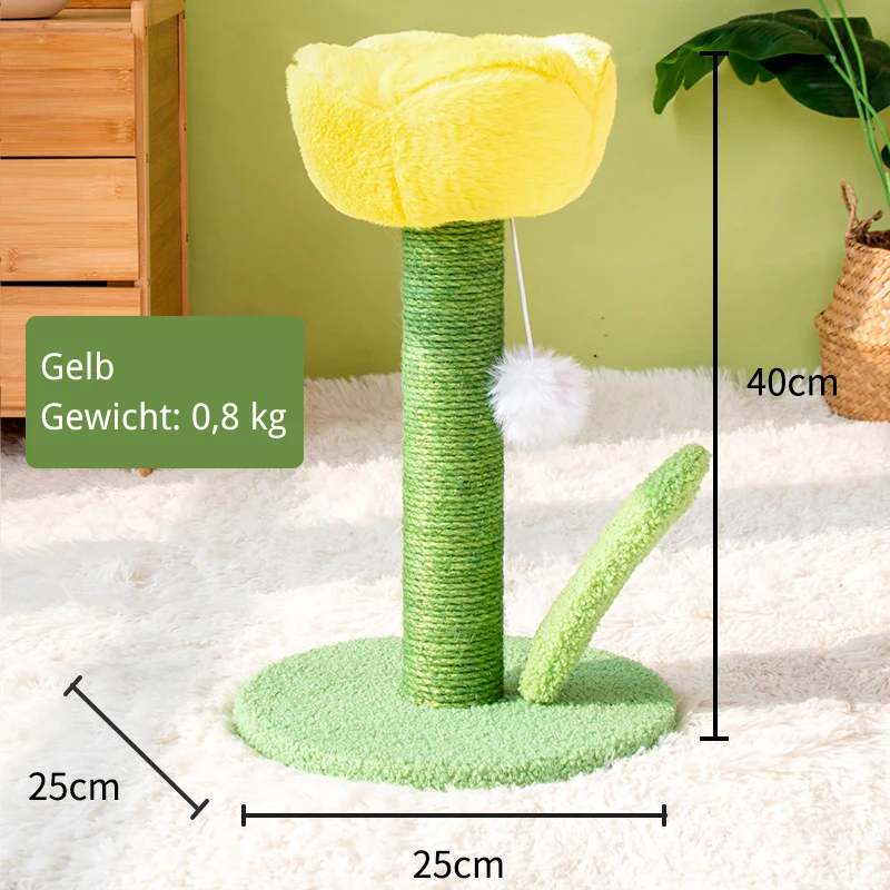 Kratzbaum Blume, Tulpenform Katzenspielzeug, Sisalsäule Mit Plüschball, Für Wohnungskatzen