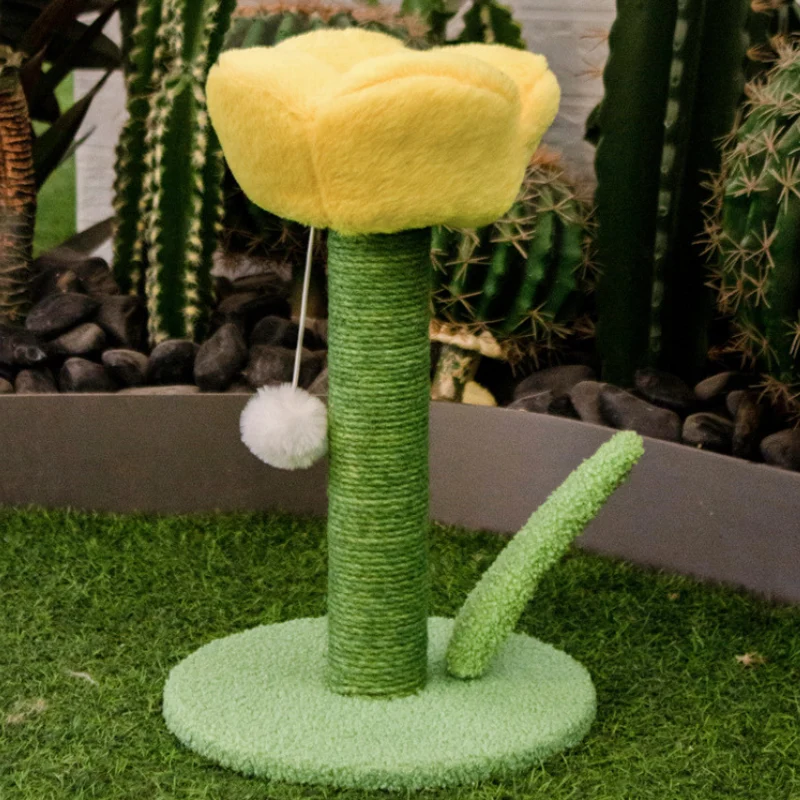 Kratzbaum Blume, Tulpenform Katzenspielzeug, Sisalsäule Mit Plüschball, Für Wohnungskatzen