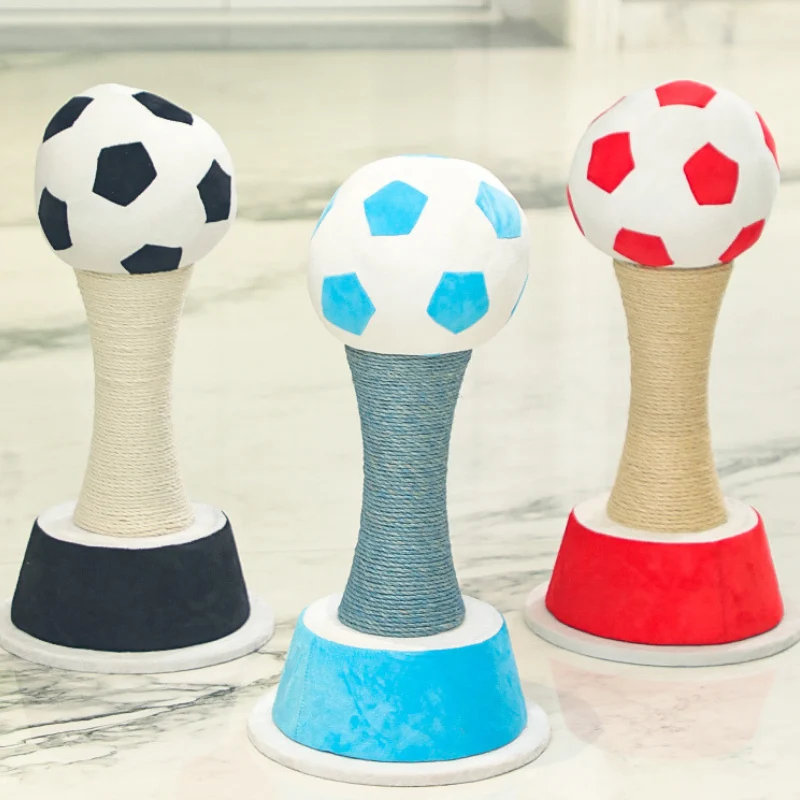 Stylischer Kratzbaum, Kreativer Kratzsäule im Fußballpokal-Design, Hochwertiges Sisal, Kein Ausfransen, Drei Farbvarianten