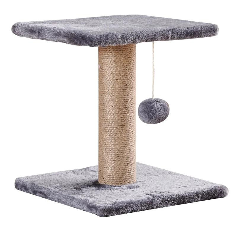 Pawsometime Kleine Kratzbaum für Katzen, Katzenbaum mit Plattform aus Plüsch, Sisal, Grau