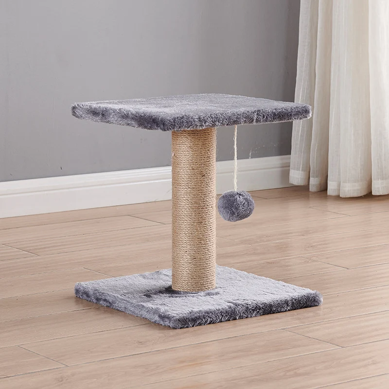 Pawsometime Kleine Kratzbaum für Katzen, Katzenbaum mit Plattform aus Plüsch, Sisal, Grau