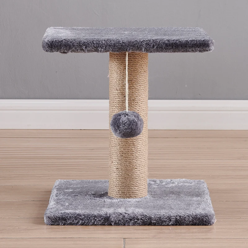 Pawsometime Kleine Kratzbaum für Katzen, Katzenbaum mit Plattform aus Plüsch, Sisal, Grau