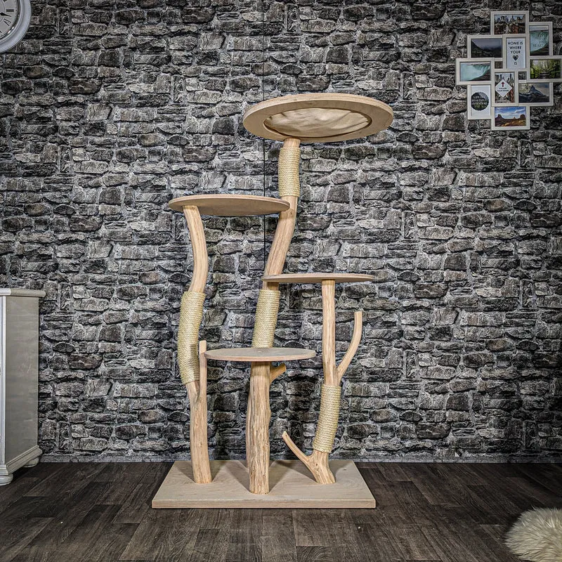 Naturkratzbaum 3544 Kratzbaum Natur Holz Design 144 cm hoch Katzenbaum