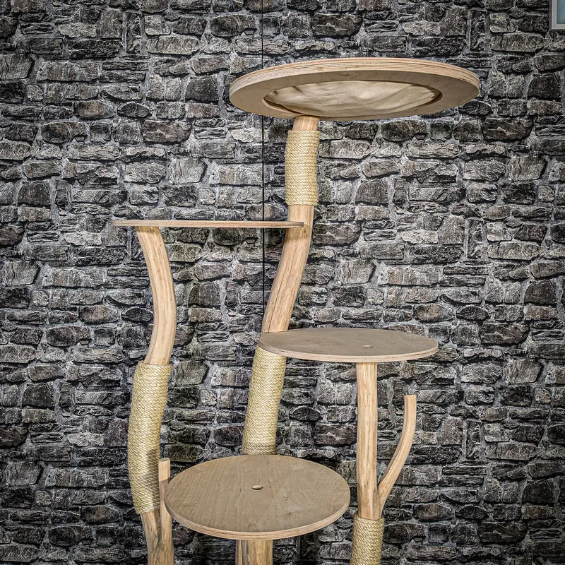 Naturkratzbaum 3544 Kratzbaum Natur Holz Design 144 cm hoch Katzenbaum
