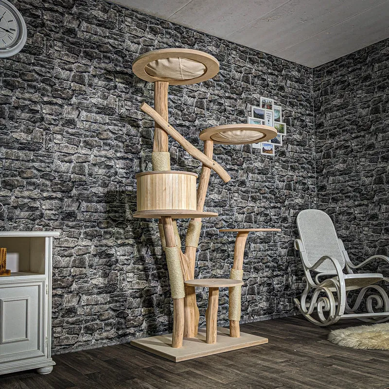 Naturkratzbaum 3541 Kratzbaum Natur Holz Design 188 cm hoch Katzenbaum