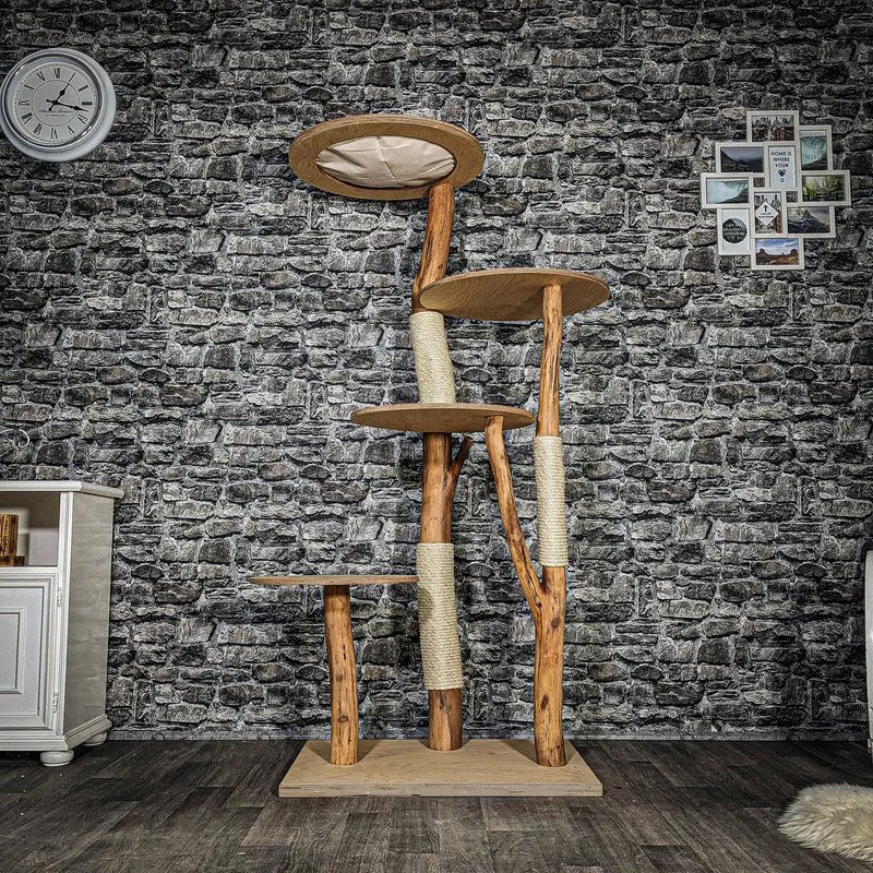 Naturkratzbaum 3538 Kratzbaum Natur Holz Design 175 cm hoch Katzenbaum