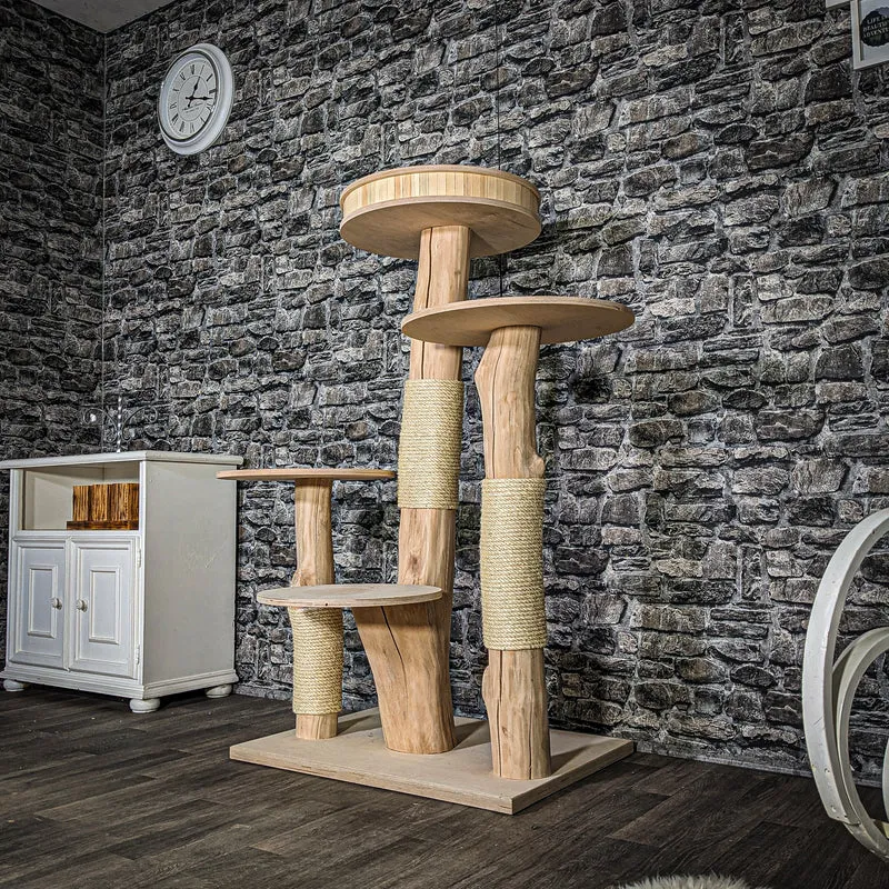 Naturkratzbaum 3537 Kratzbaum Natur Holz Design 130 cm hoch Katzenbaum