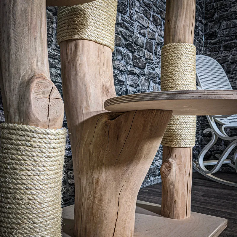 Naturkratzbaum 3537 Kratzbaum Natur Holz Design 130 cm hoch Katzenbaum