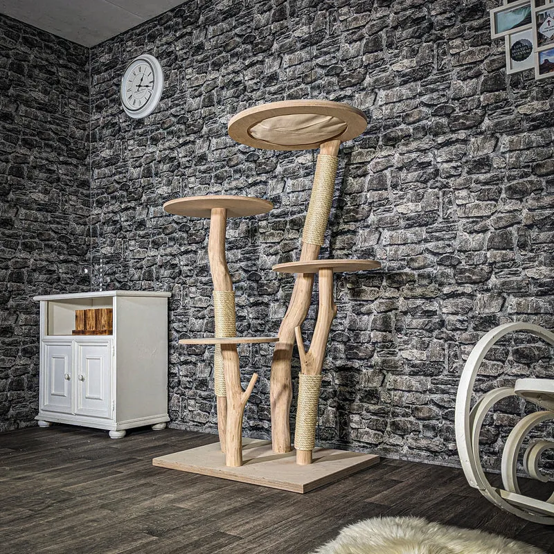 Naturkratzbaum 3535 Kratzbaum Natur Holz Design 142 cm hoch Katzenbaum