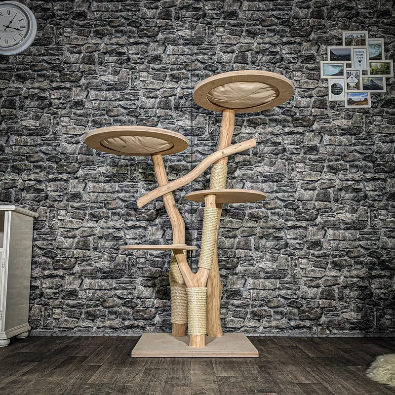 Naturkratzbaum 3534 Kratzbaum Natur Holz Design 145 cm hoch Katzenbaum