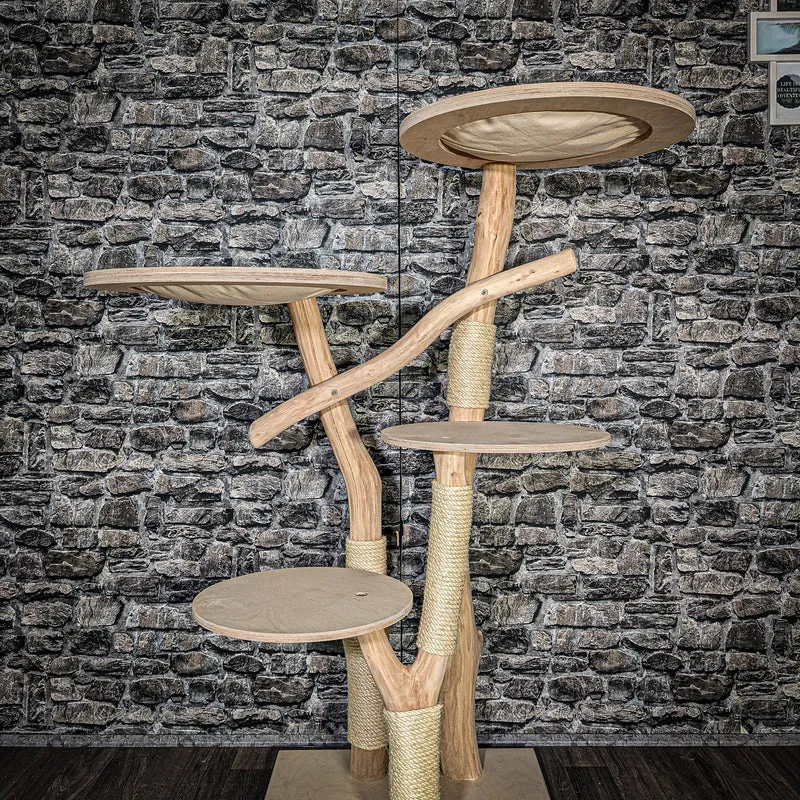 Naturkratzbaum 3534 Kratzbaum Natur Holz Design 145 cm hoch Katzenbaum