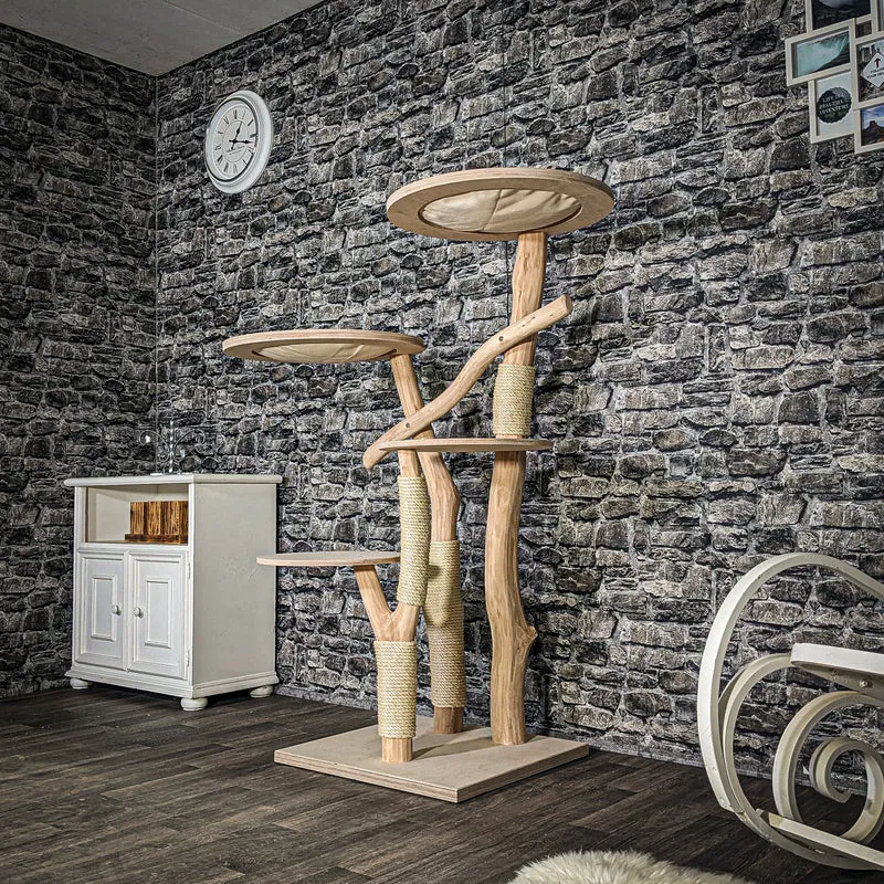 Naturkratzbaum 3534 Kratzbaum Natur Holz Design 145 cm hoch Katzenbaum