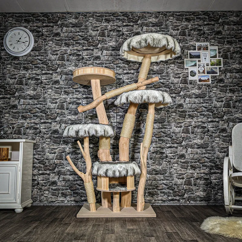 Naturkratzbaum 3521 Kratzbaum Natur Holz Design 185 cm hoch Katzenbaum