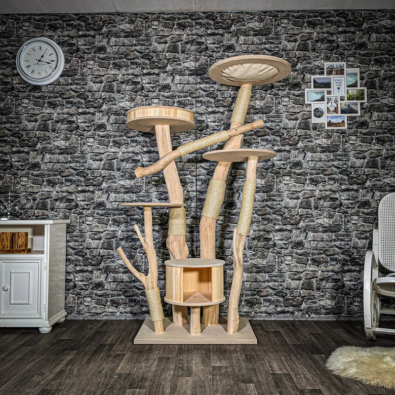 Naturkratzbaum 3521 Kratzbaum Natur Holz Design 185 cm hoch Katzenbaum
