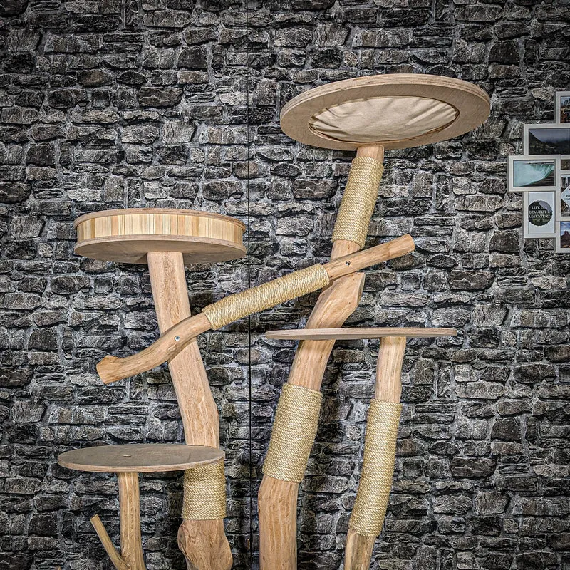 Naturkratzbaum 3521 Kratzbaum Natur Holz Design 185 cm hoch Katzenbaum