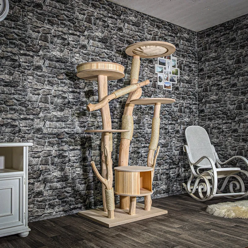 Naturkratzbaum 3521 Kratzbaum Natur Holz Design 185 cm hoch Katzenbaum