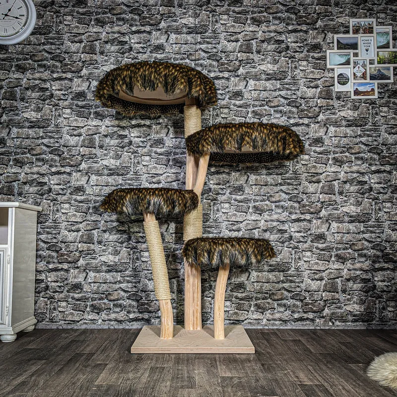 Naturkratzbaum 3520 Kratzbaum Natur Holz Design 145 cm hoch Katzenbaum