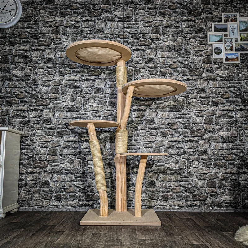Naturkratzbaum 3520 Kratzbaum Natur Holz Design 145 cm hoch Katzenbaum