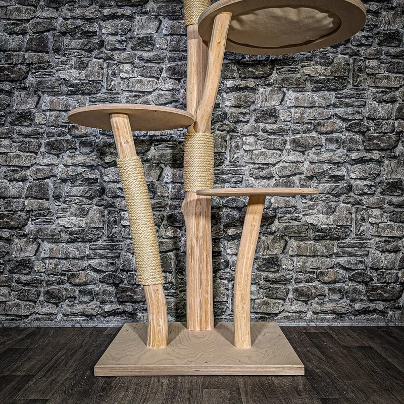 Naturkratzbaum 3520 Kratzbaum Natur Holz Design 145 cm hoch Katzenbaum